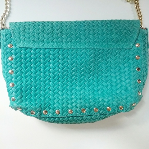 Borse In Pelle | Teal Gold Chain Crossbody - Picture 2 of 6